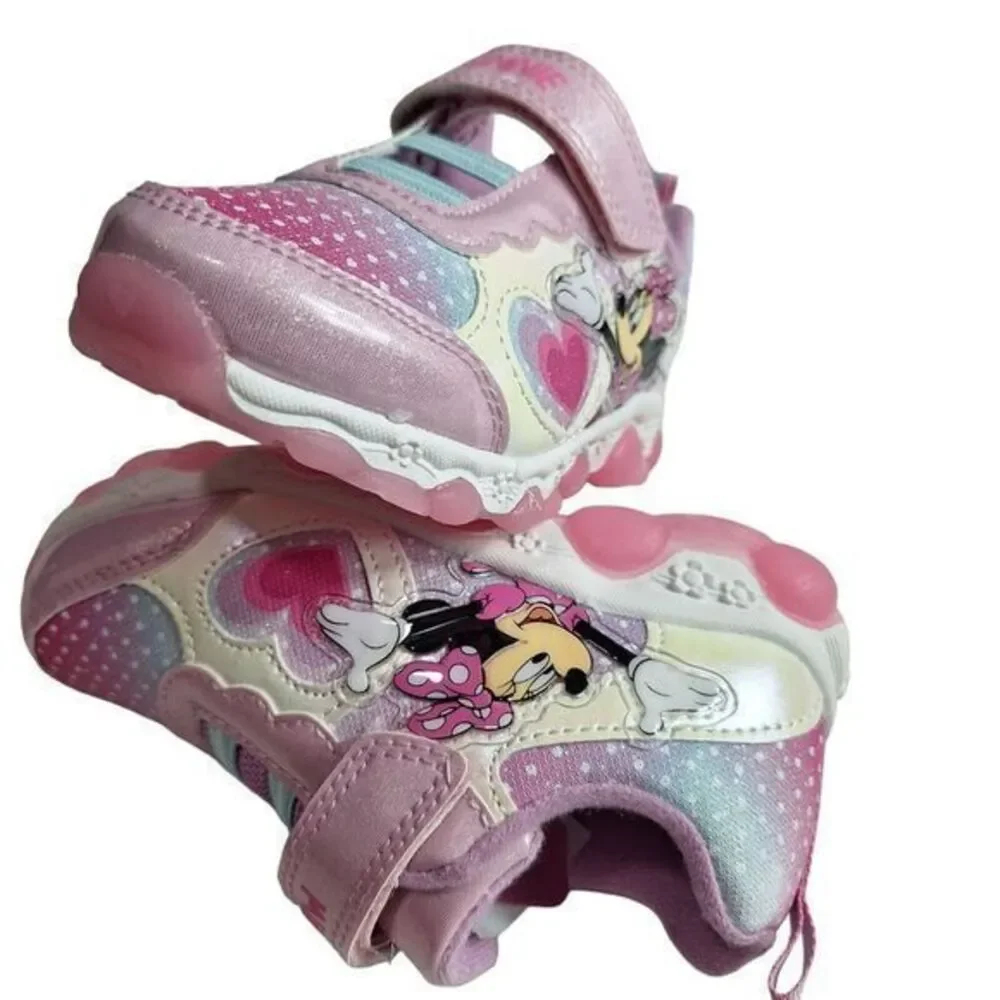 Minnie shoes for girls sneakers with LED light without laces Pink Size 10 (18cms